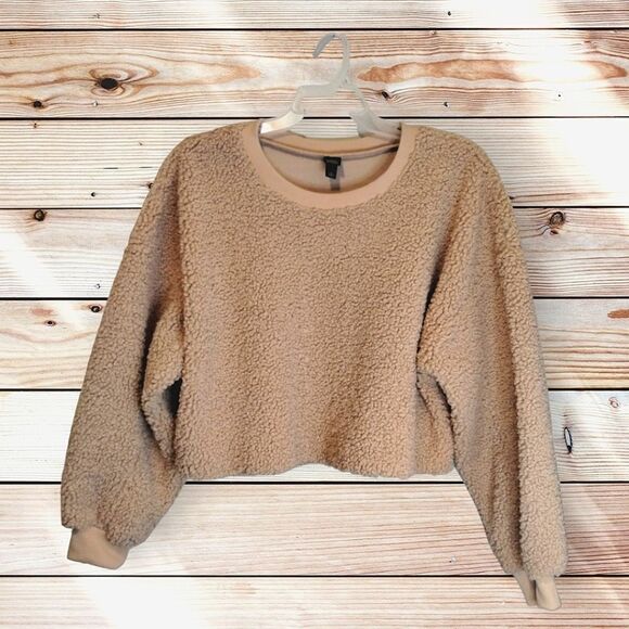 WILD FABLE Faux Shearling Cropped Sweat shirt - Picture 3 of 6